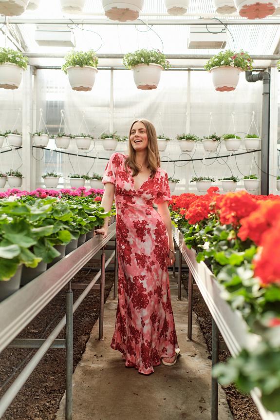 Las Mayas Midi Dress Rosella Floral Faithfull The Brand Dame Retro